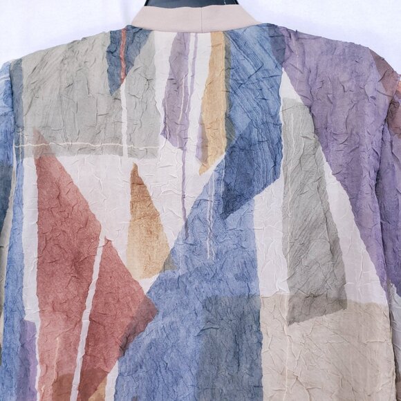 Vintage R&M Richards by Karen Kwong Colorful Earth Tones Modest Sheer Top 10 - Picture 14 of 15